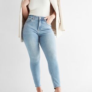 Express Light Wash Curvy Skinny Jeans High Waisted
